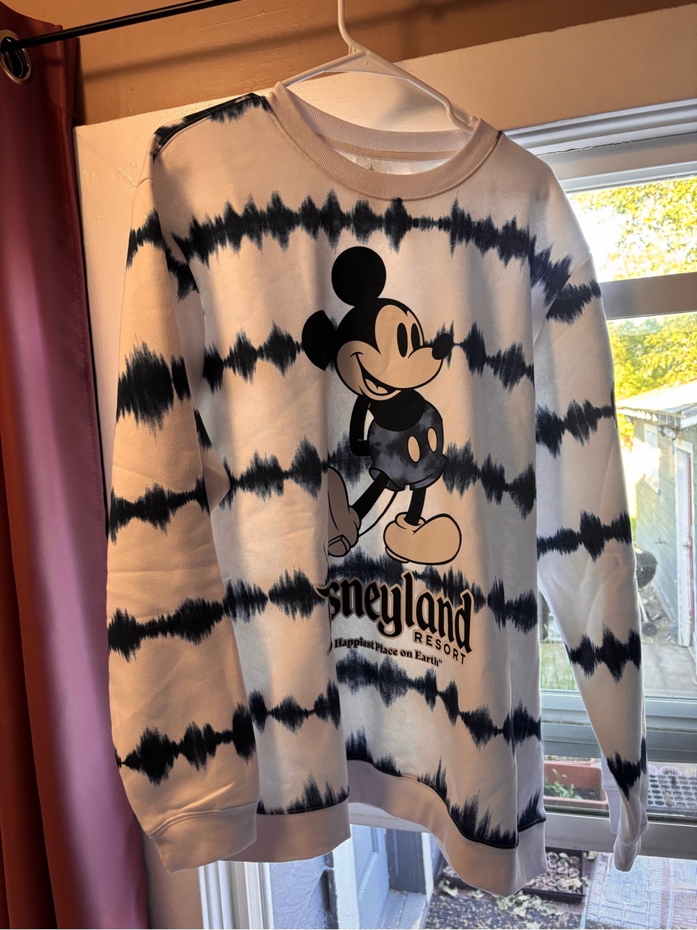 Disney Black & White Tie-Dye Mickey Crewneck Sweatshirt